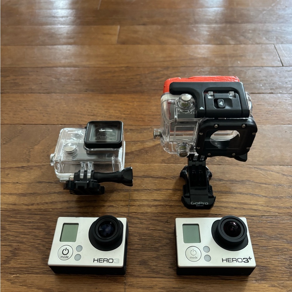 GoPro Hero 3 and GoPro HERO3+ Black and Silver Action Cameras Many Accessories
